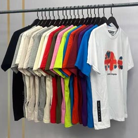 Palm Angel Pionowe paskowe pismo pianka druk nietoperz Fashion T-shirts-1623  