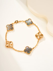 Van Cleef & Arpels Szara Matka Perły Kwiat Bransoletka-3755  