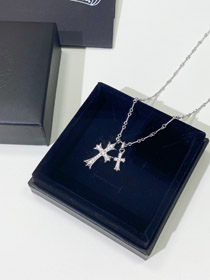 Chrome serce krzyż naszyjnik-3778  