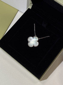 Van Cleef & Arpels czteroliściowy koniuszka biały szeroki naszyjnik-3788  