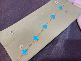 Van Cleef & Arpels pięć-kwiatowa turkusowa bransoletka-3910  