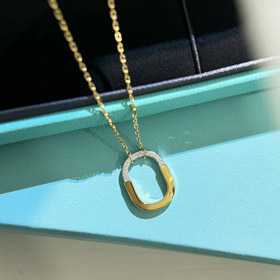Tiffany mini zamka w kształcie U pół diament dwutorowy naszyjnik-3962  