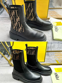 Fendi środek teletka okrągłe palce haftowane list bojowe buty-5767  