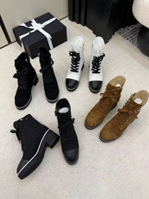 Chanel platforma kolor-blok korynkowe buty kostki-5774  