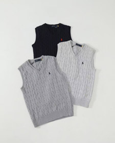 Polo Ralph Lauren V-neck kabel dzianiny bez rękawów sweter kamizelka-5871  